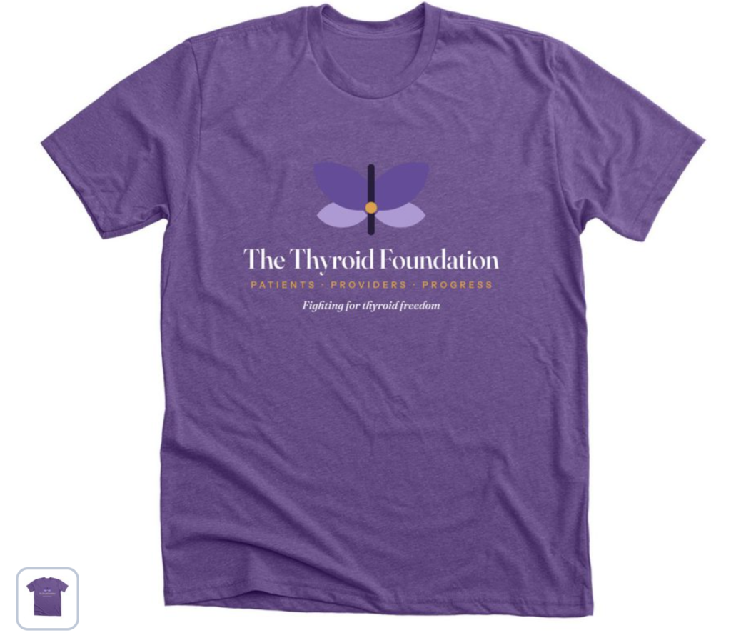 The Thyroid Foundation logo t-shirt in Heather Team Purple