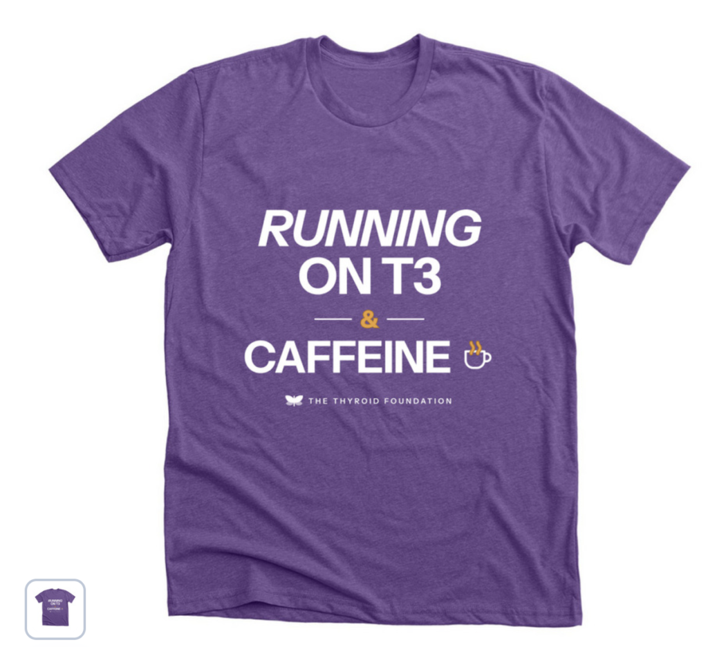 Running on T3 and Caffeine t-shirt in Heather Team Purple