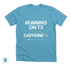 Running on T3 and Caffeine tee in blue