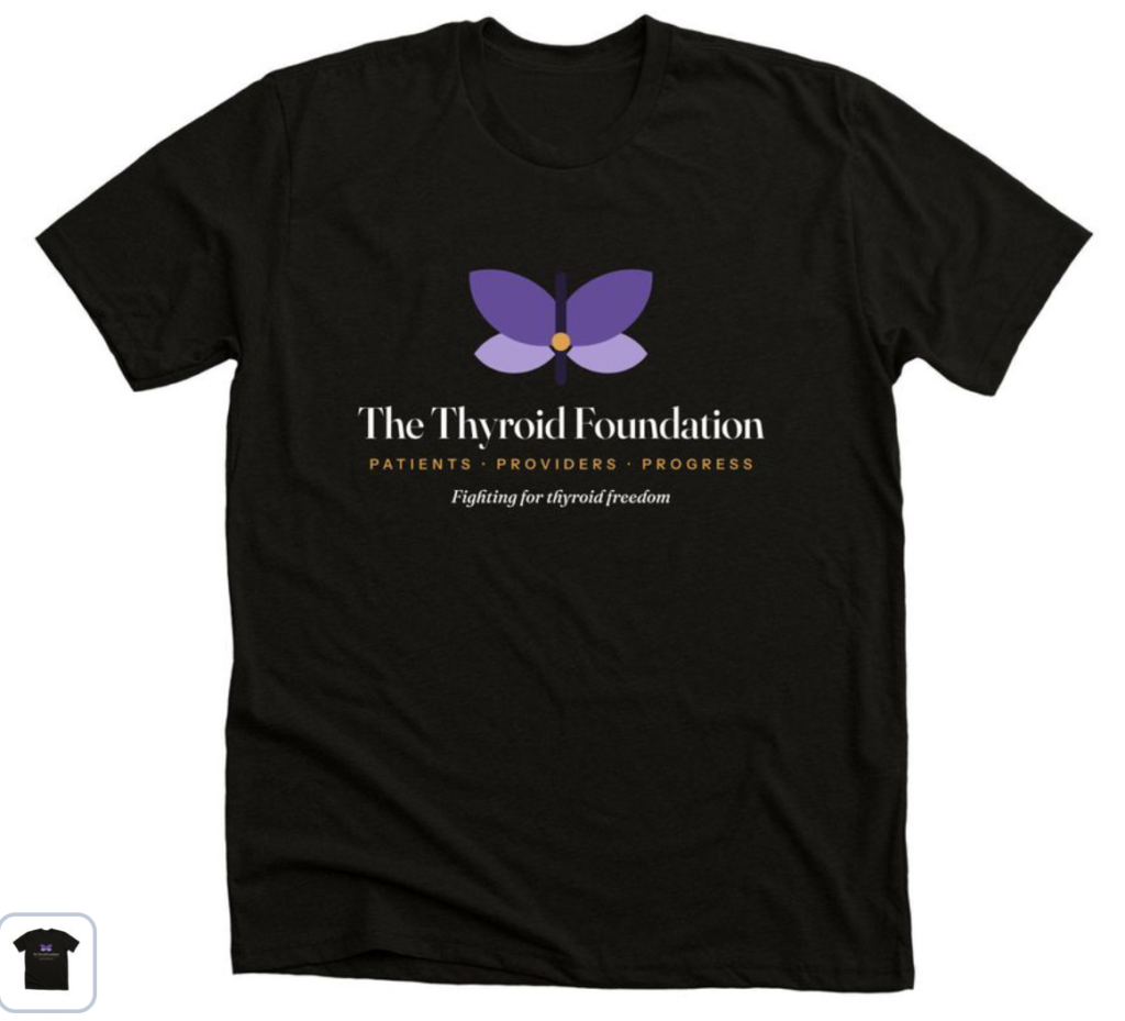 The Thyroid Foundation logo t-shirt in Black Heather