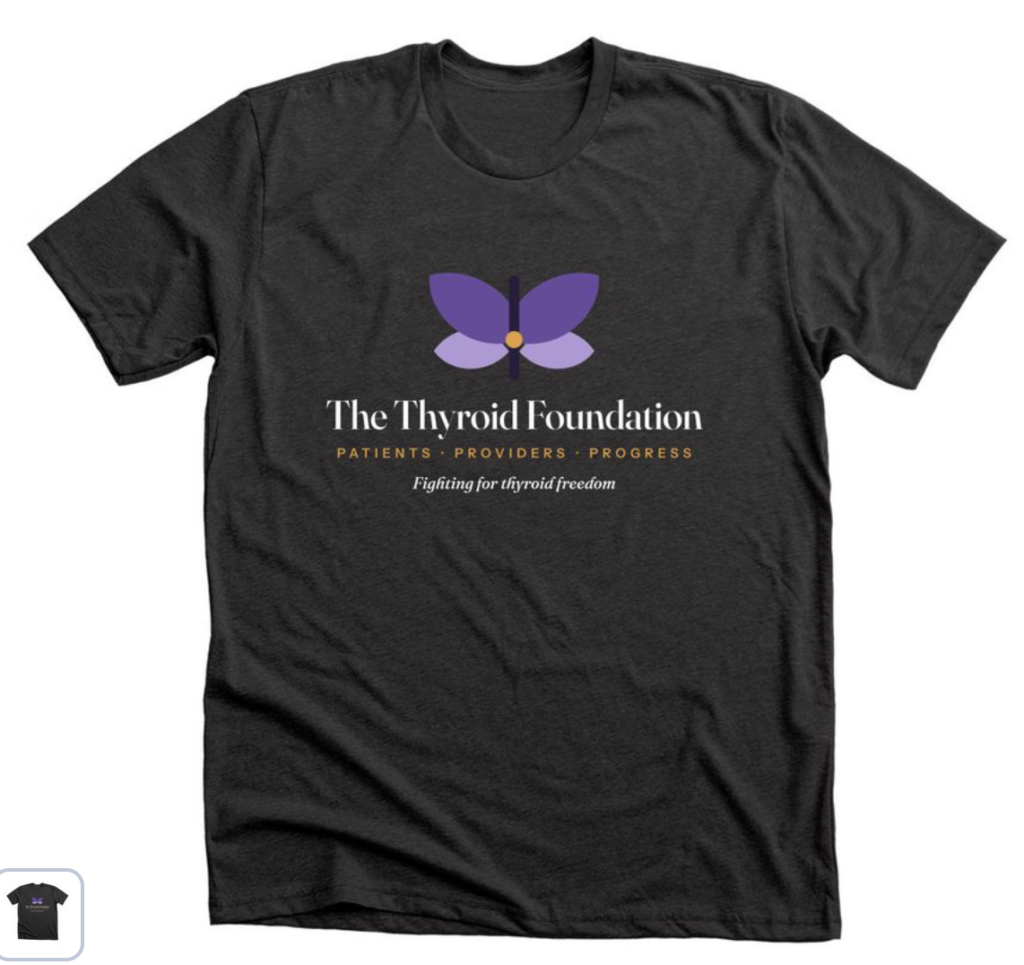 The Thyroid Foundation logo t-shirt in Dark Grey Heather