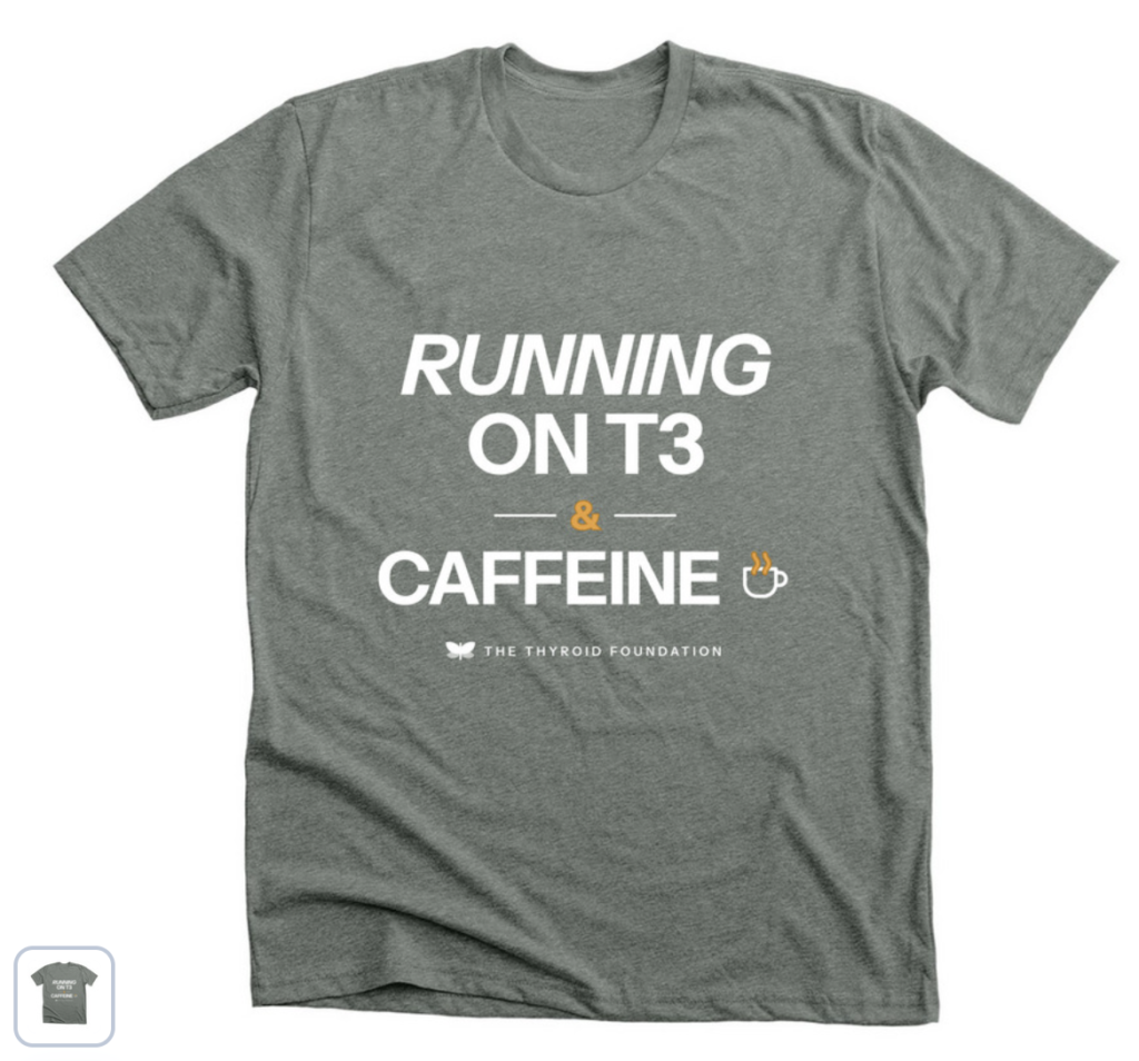 Running on T3 and Caffeine t-shirt in Deep Heather