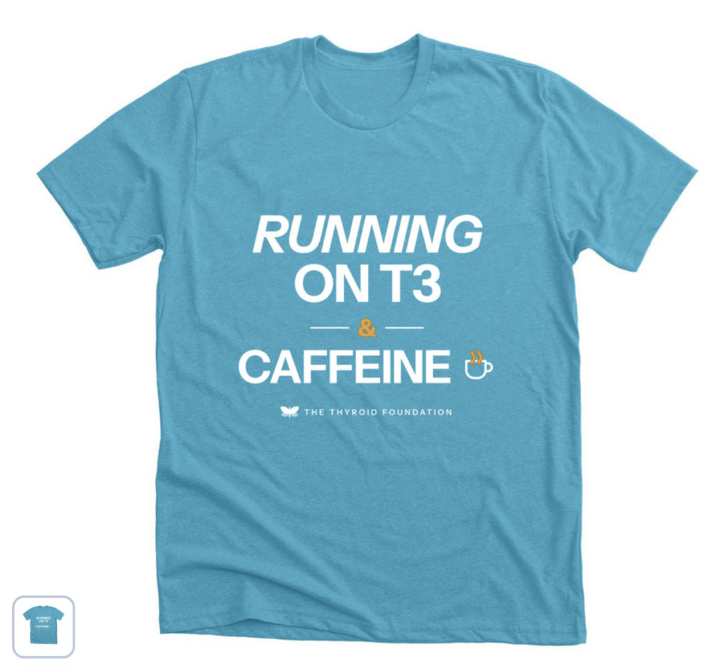 Running on T3 and Caffeine t-shirt in Heather Aqua