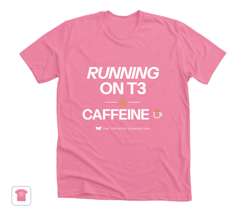 Running on T3 and Caffeine t-shirt in Neon Pink