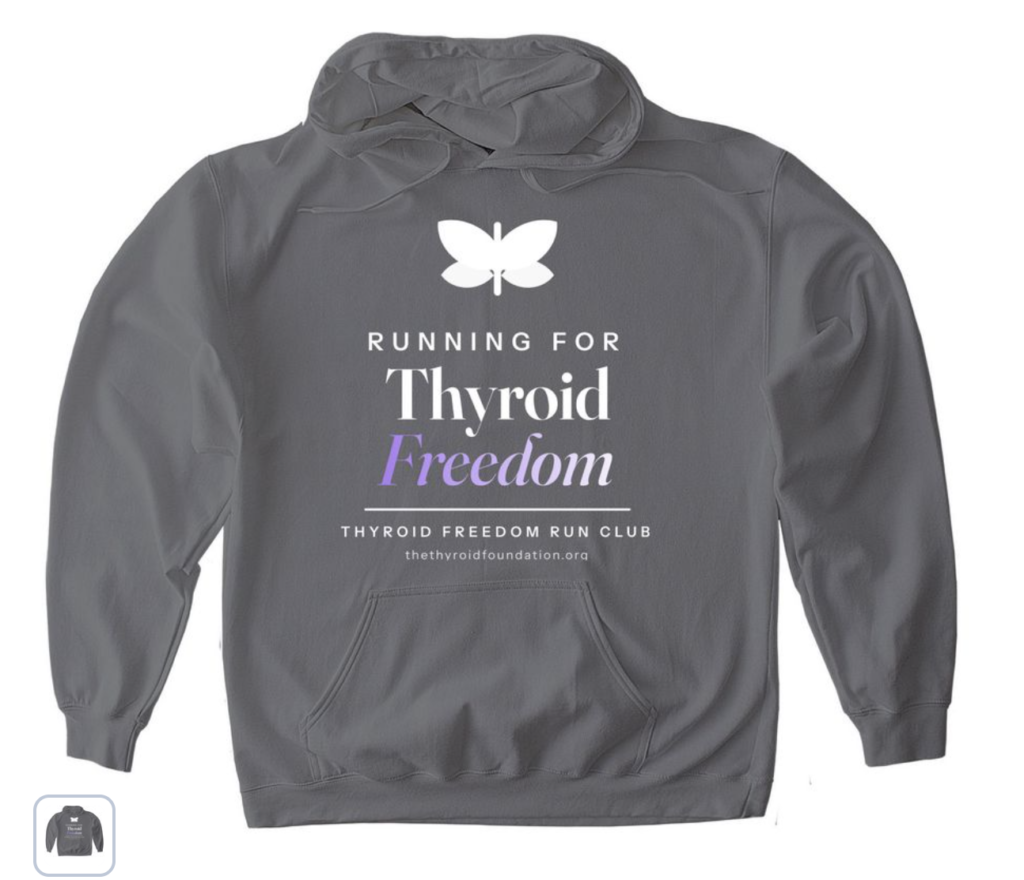 Running for Thyroid Freedom pullover hoodie in Charcoal