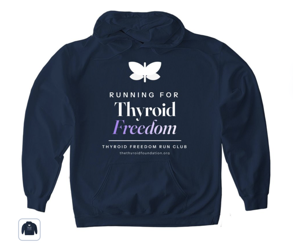 Running for Thyroid Freedom pullover hoodie in Navy