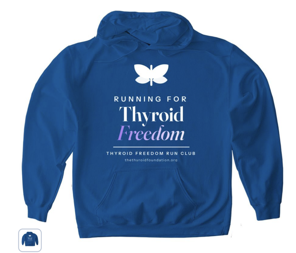 Running for Thyroid Freedom pullover hoodie in Royal