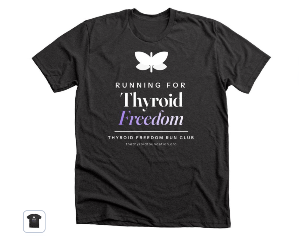 Running for Thyroid Freedom t-shirt in Dark Grey Heather