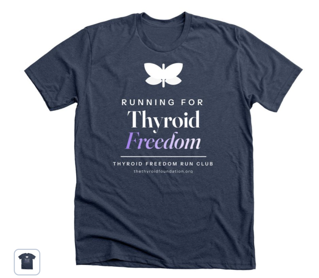 Running for Thyroid Freedom t-shirt in Heather Navy