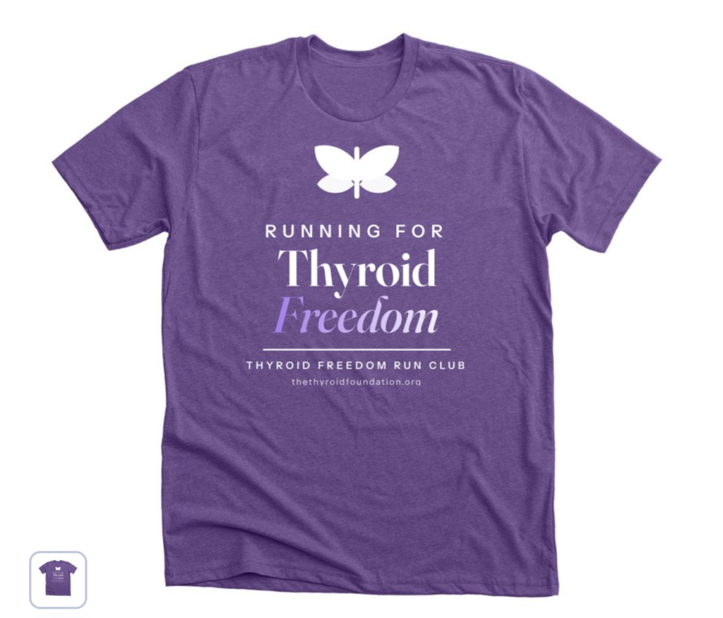 Running for Thyroid Freedom t-shirt in Heather Team Purple