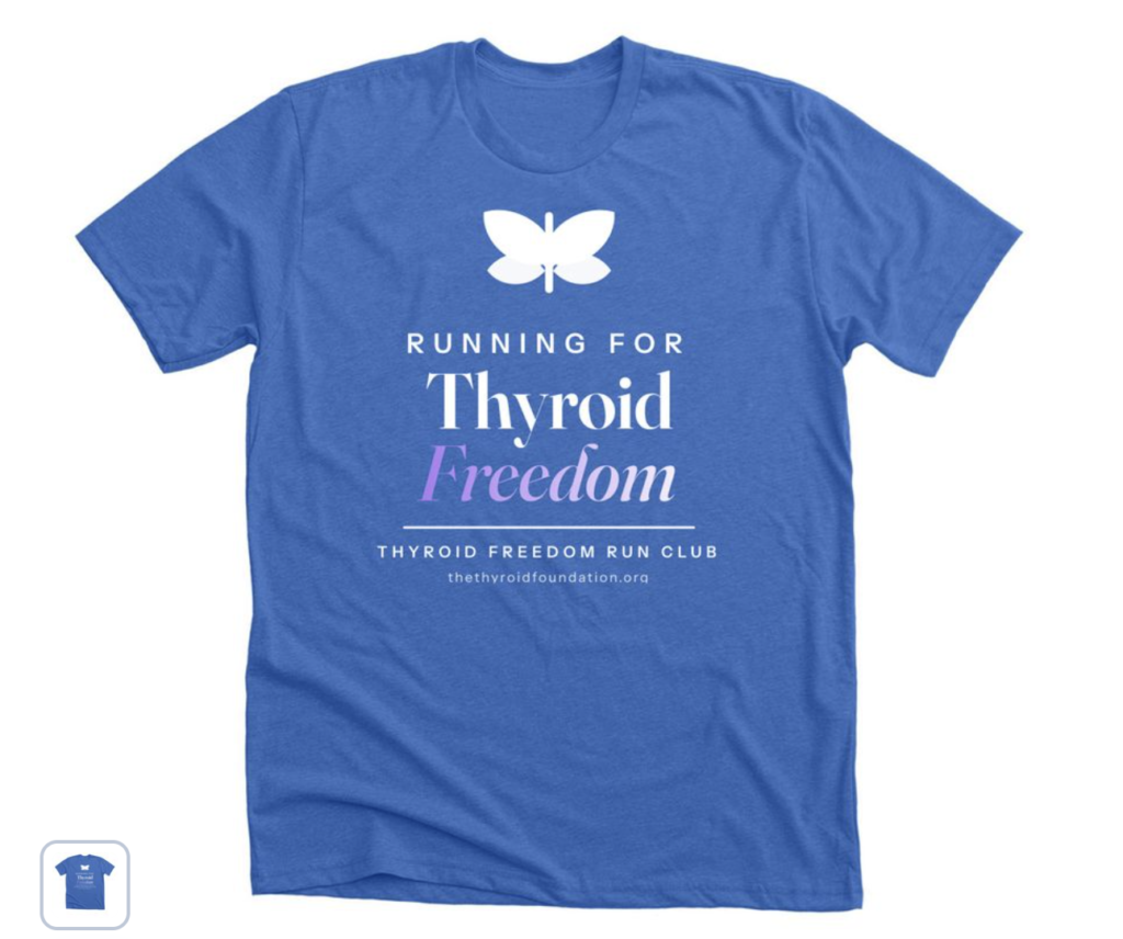 Running for Thyroid Freedom t-shirt in Heather Royal